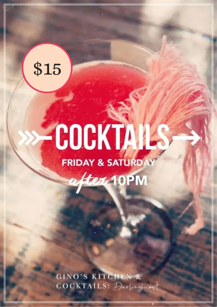 $15 cocktail happy hour